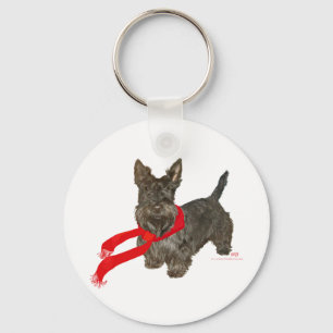 Winter Scottie in Wam Scarf Key Ring