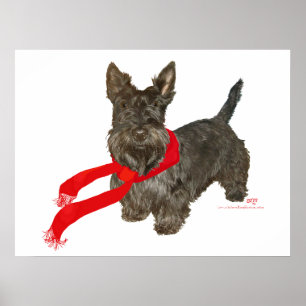 Winter Scottie in Wam Scarf Poster