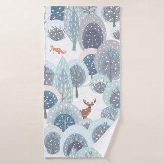 Winter seamless pattern with abstract flat handdra bath towel