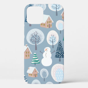 Winter seamless pattern with abstract flat handdra iPhone 12 case