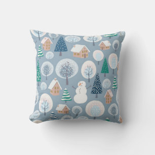 Winter seamless pattern with abstract flat handdra cushion