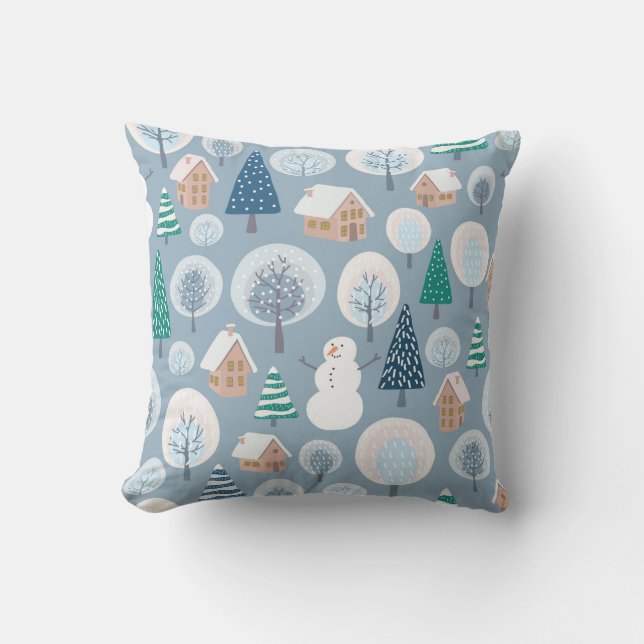 Winter seamless pattern with abstract flat handdra cushion (Front)