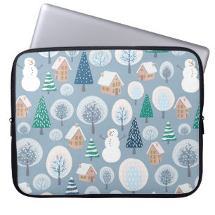 Winter seamless pattern with abstract flat handdra laptop sleeve
