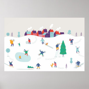 Winter season background people characters. Winter Poster