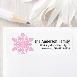 Winter Season Pink Snowflake Address