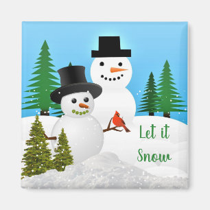 Winter Season Snowman Friends Let it Snow Fridge Magnet