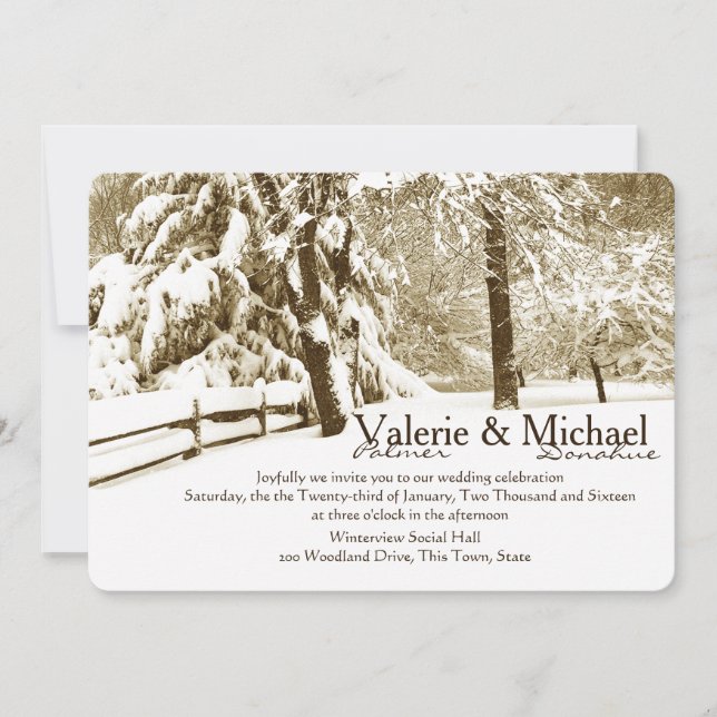 Winter Serenity Wedding Invitation (Front)