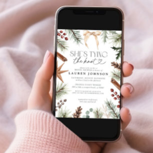 Winter She's Tying the Knot Bow Bridal Shower Invitation