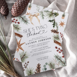 Winter She's Tying the Knot Bow Bridal Shower Invitation