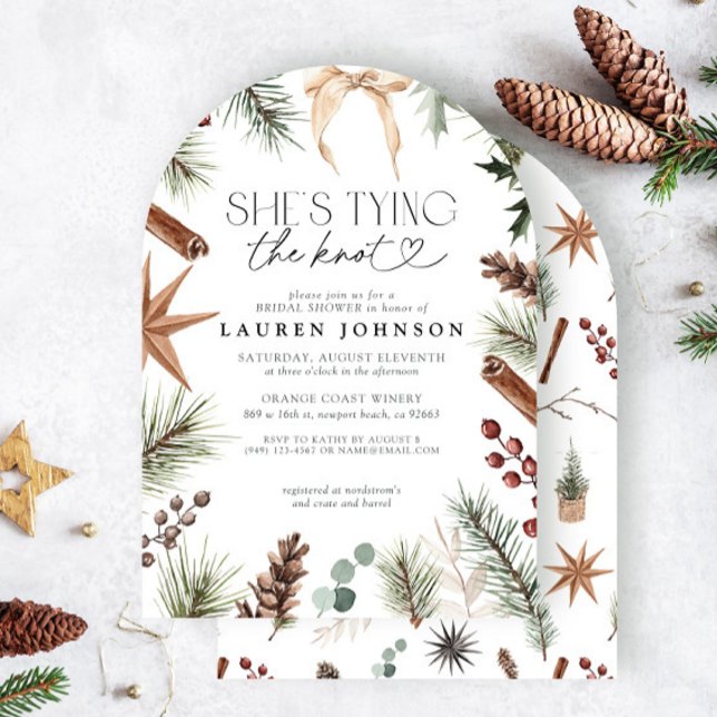 Winter She's Tying the Knot Bow Bridal Shower Invitation (Creator Uploaded)