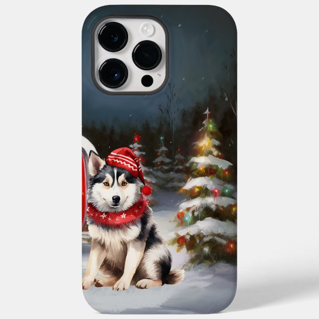 Winter Siberian Husky Caravan Christmas Adventure Case-Mate iPhone Case (Back)
