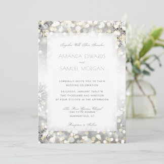 Winter Silver and Gold Sparkle Wedding Invitation
