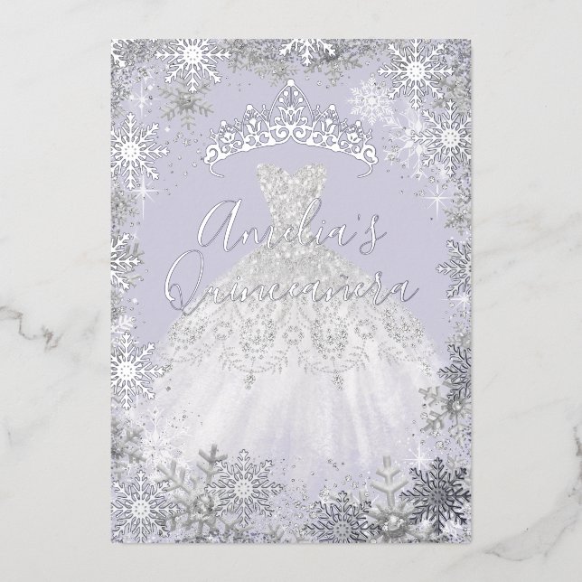 Winter Silver Purple Snowflake Quinceanera (Front)