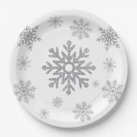 Winter Silver Snowflake Paper Plates