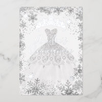 Winter Silver Snowflake White Quinceanera
