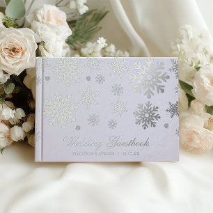 Winter Silver Snowflakes Wedding Guest Book