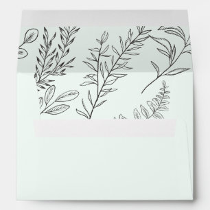 Winter Sketched Botanical Mint Green Holiday Envelope