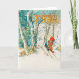 Winter Ski by Carl Larsson Holiday Card