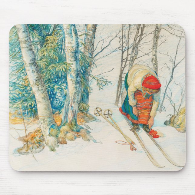 Winter Ski by Carl Larsson Mouse Pad (Front)
