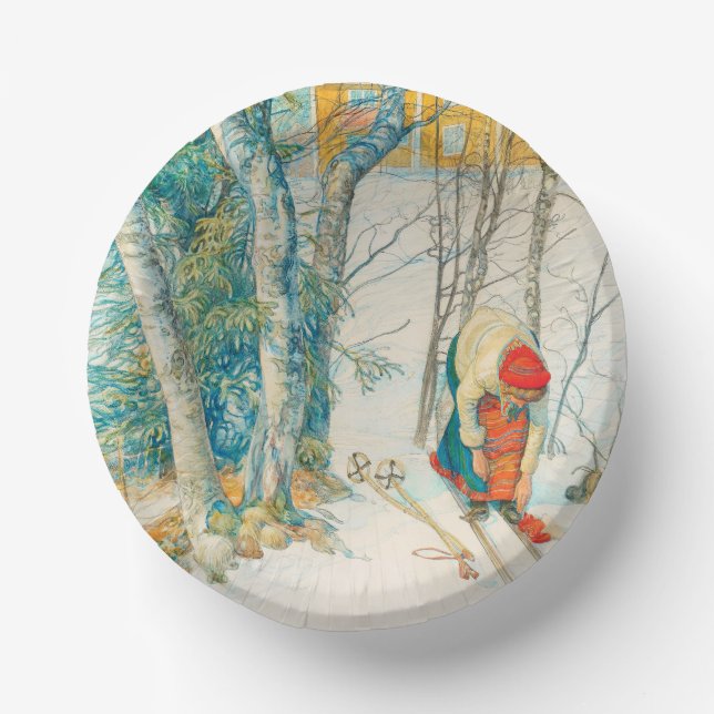Winter Ski by Carl Larsson Paper Plate (Front)