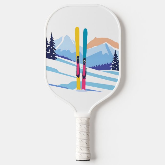 Winter Ski Mountain Pickleball Paddle (Front)