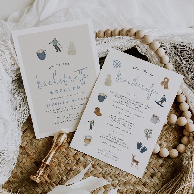 Winter Ski Resort Bachelorette Weekend Itinerary & Invitation (Creator Uploaded)