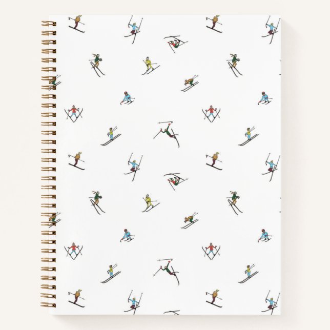 Winter Skiers In Action Pattern Notebook (Front)