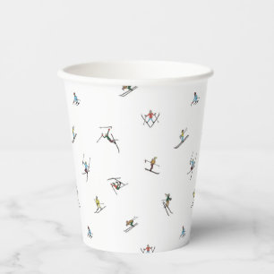 Winter Skiers In Action Pattern Paper Cups