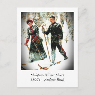 Winter Skiers Postcard