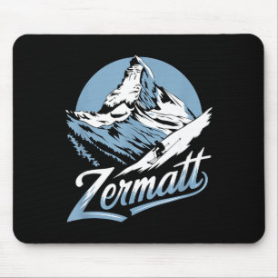 Winter skiing adventure zermatt mountain ski fun  mouse pad