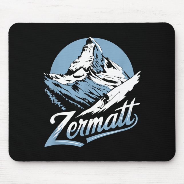 Winter skiing adventure zermatt mountain ski fun  mouse pad (Front)
