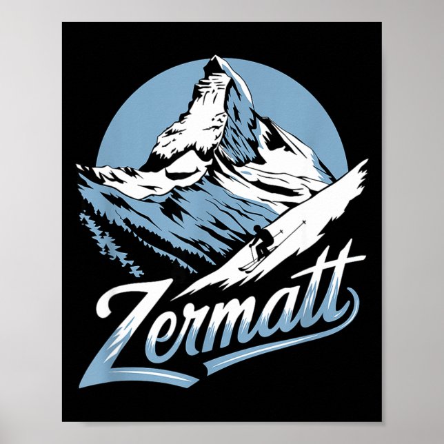 Winter skiing adventure zermatt mountain ski fun  poster (Front)