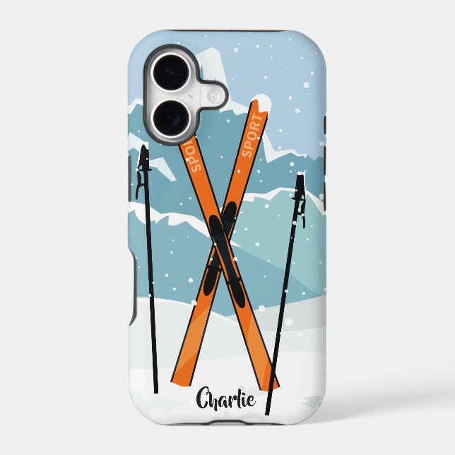 Winter Skiing custom name phone cases (Back)