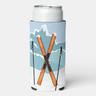 Winter Skiing custom name Seltzer Can Cooler
