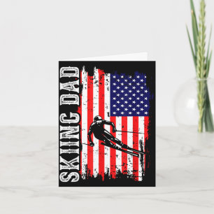 Winter skiing dad for lover ski usa flag skiers card