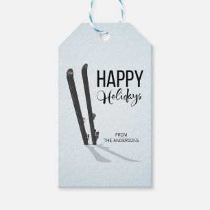 Winter Skiing Happy Holidays Gift Tags