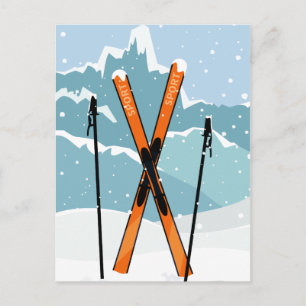 Winter Skiing postcard