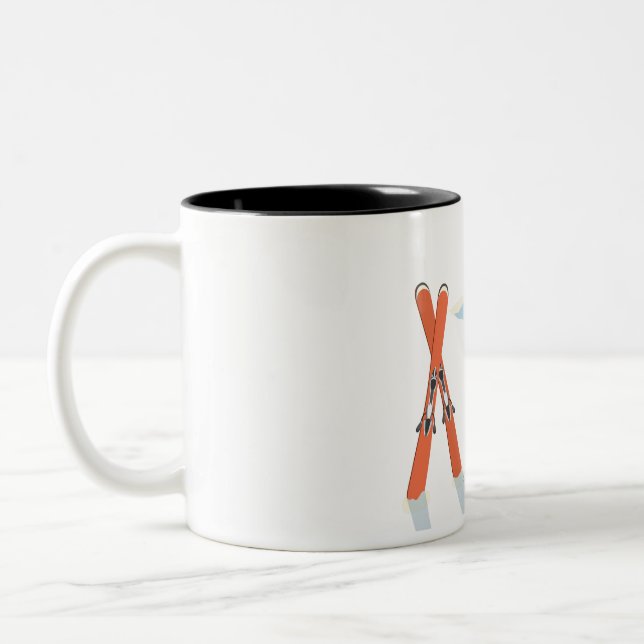 Winter Skiing Quote – Mountain Adventure Design Two-Tone Coffee Mug (Left)