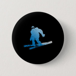 Winter Skiing Sasquatch Ski Cryptid Cryptozoology 6 Cm Round Badge