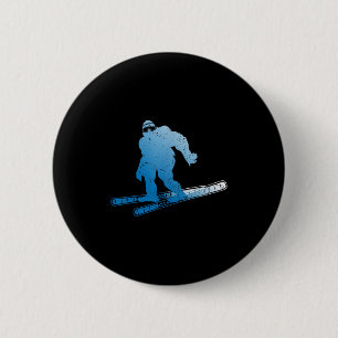 Winter Skiing Sasquatch Ski Cryptid Cryptozoology  6 Cm Round Badge