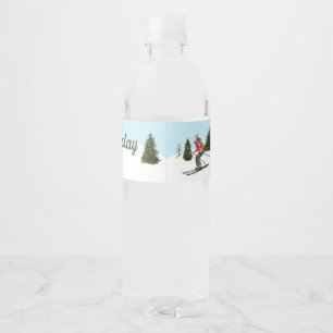 Winter Skiing Women Après Ski Birthday Party Water Bottle Label