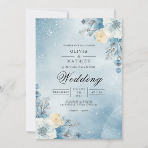Winter Sky Floral Flourish Wedding Invitation
