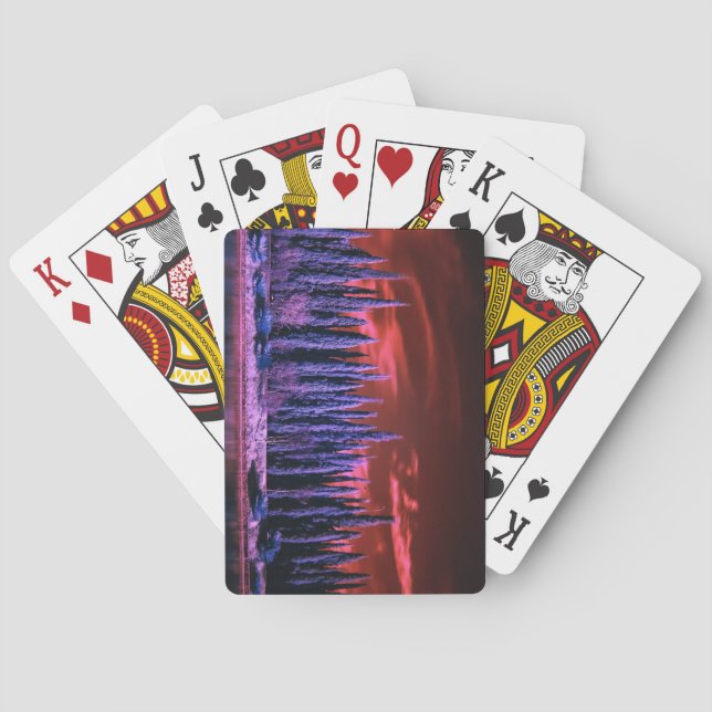 winter sky purple playing cards (Back)