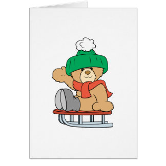 winter sled cute teddy bear design