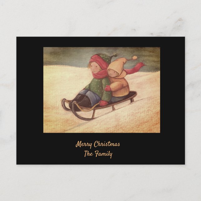 Winter Sledding Postcard (Front)