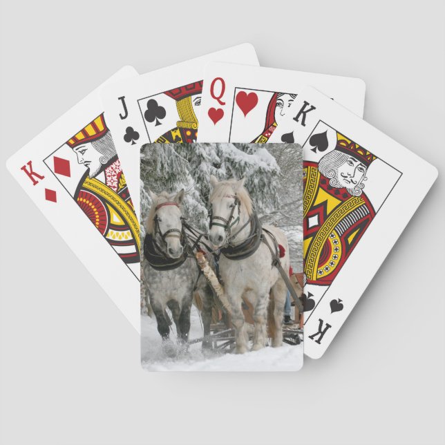 Winter Sleigh Ride Colour Image Playing Cards (Back)