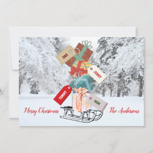 Winter Sleigh Snow Classic Vintage Merry Christmas Holiday Card