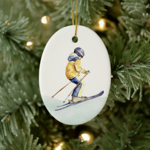 WINTER SLOPES Skier Ceramic Tree Decoration