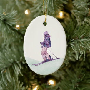 WINTER SLOPES Skier Ceramic Tree Decoration