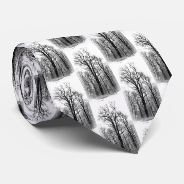 Winter Snow and Poplar Tree Tie (Rolled)